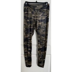 NIKE Womens Dri-FIT Mid-Rise Camo Tight Leggings Medium Athletic olive green